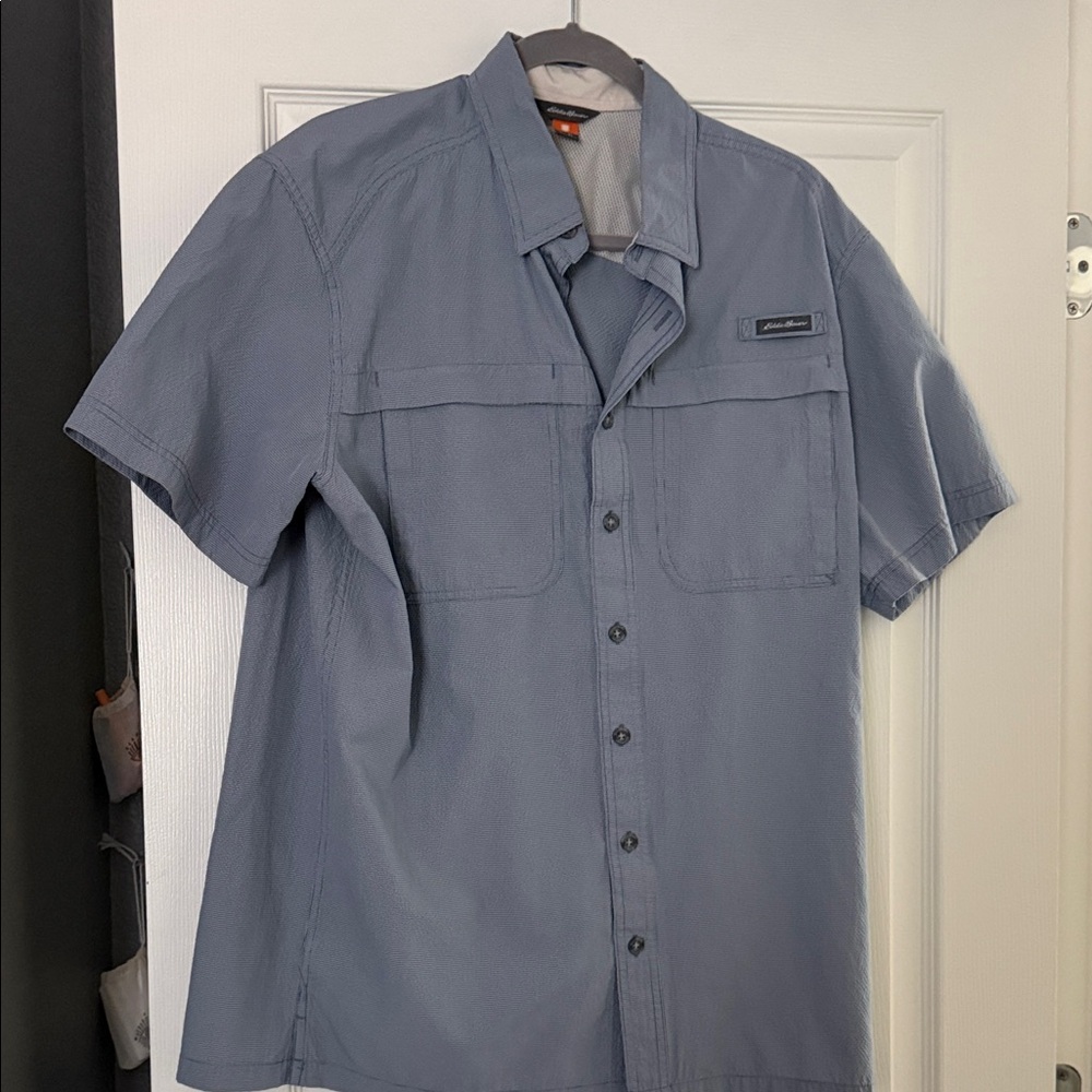Eddie Bauer Men's Blue Casual Button Down Shirt